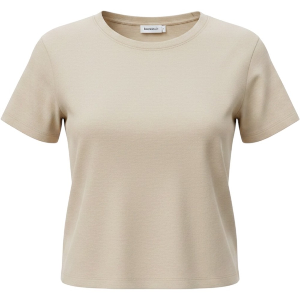 Abound Baby Tee Women Size M Beige Excellent Short Sleeve Cotton Blend Slim Fit